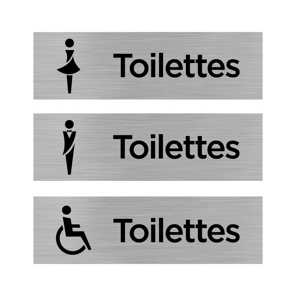 Plaque murale rectangulaire avec signalétique Toilettes Femmes, Hommes, Handicapés Plaque murale rectangulaire avec signalétique Toilettes Femmes, Hommes, Handicapés