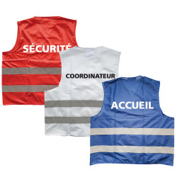 Gilet de sécurité bleu, blanc, rouge personnalisable dos