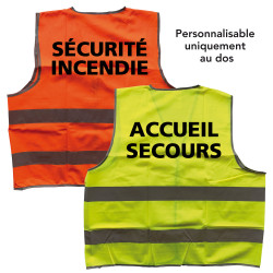 Gilet de signalisation personnalisable petit prix jaune ou orange dos