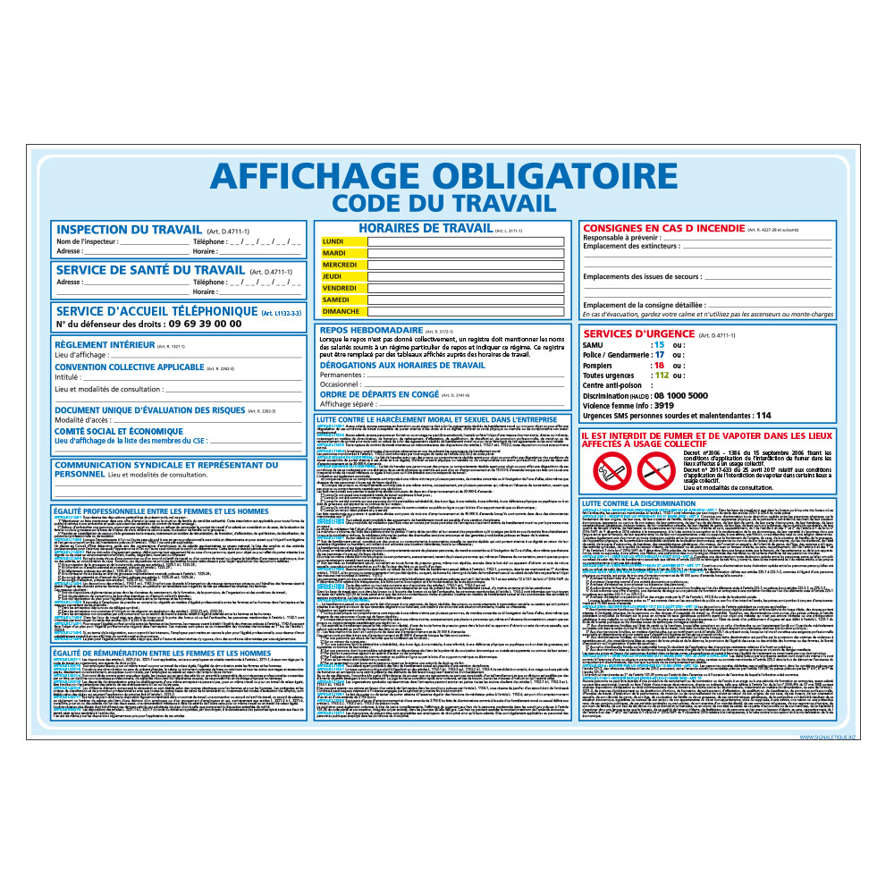 Affichage obligatoire code du travail