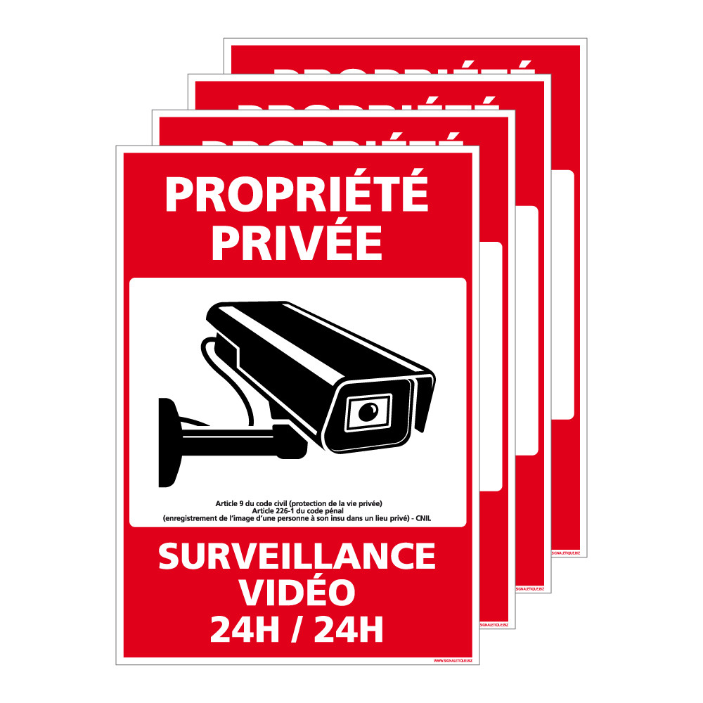 Autocollant Propriété Privée Surveillance Vidéo 24h/24