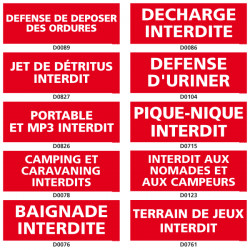 Panneau d'INTERDICTION (decharge, camping)