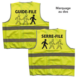 Lot de gilets de signalisation Serre-file et Guide-file jaune marquage au dos