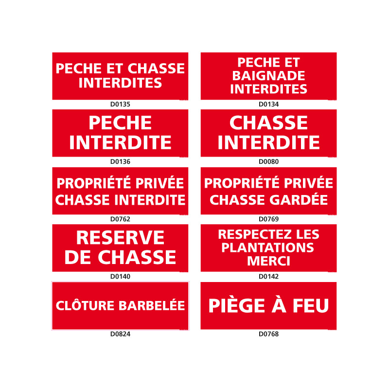 Panneau Signalisation d'INTERDICTION (chasse, peche)