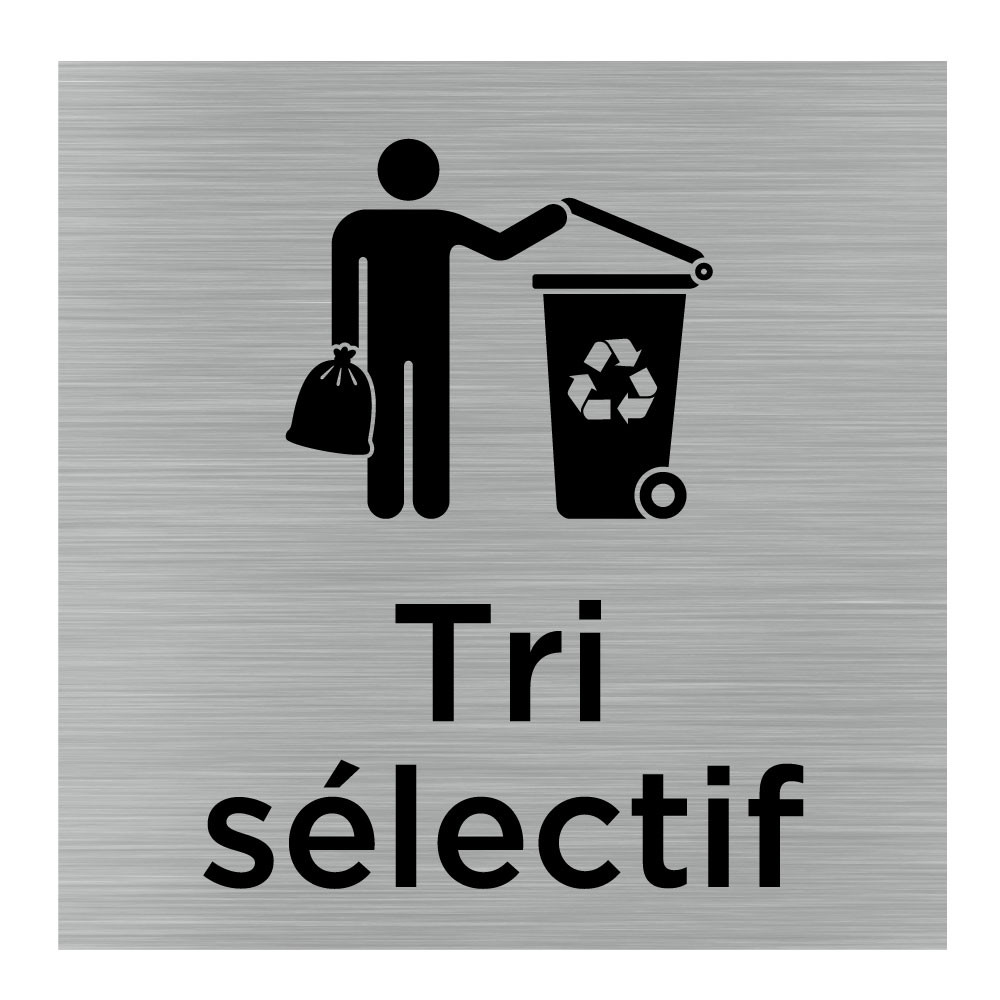 Plaque de porte Tri Sélectif avec pictogramme - Sticker ou plaque alu brossé