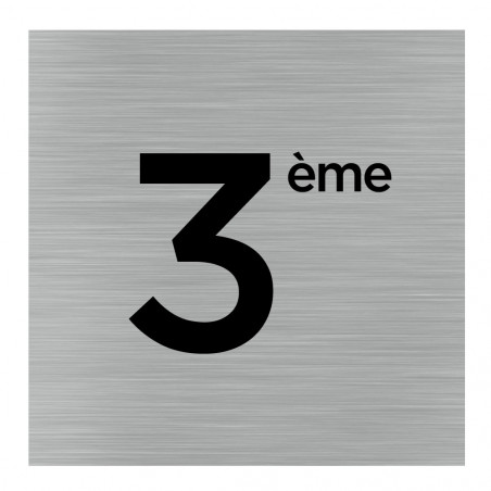 Plaque De Porte Aluminium Brossé : 3ème étage