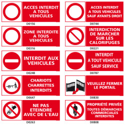 Panneaux d'INTERDICTION special vehicules