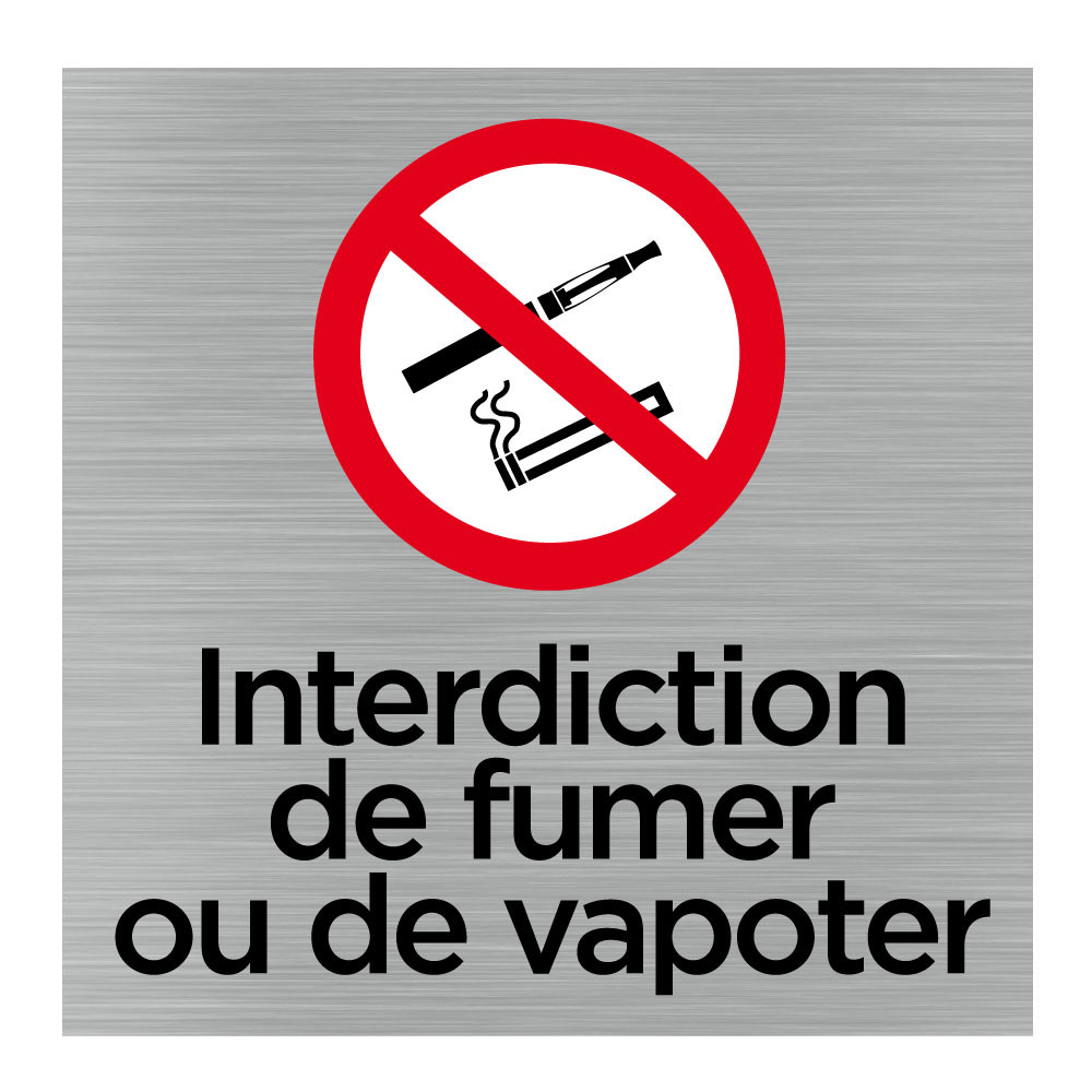 Plaque de porte carrée interdiction de fumer/vapoter