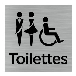 Plaque de porte carrée toilettes mixtes