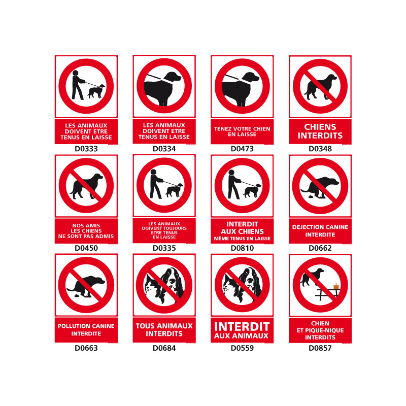 Panneau Attention animaux errants en liberté différentes langues composite  aluminium, panneau d'avertissement, animaux, panneau chien, panneau chat -   France