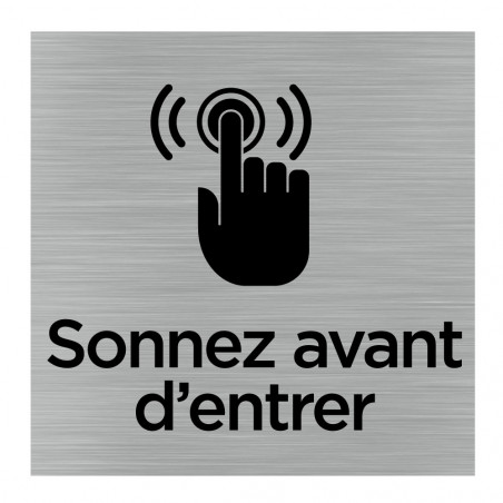 Türschild "Sonnez Avant D'entrer" – Selbstklebende Acryl-Gravur, Goldfarben, 13x4cm