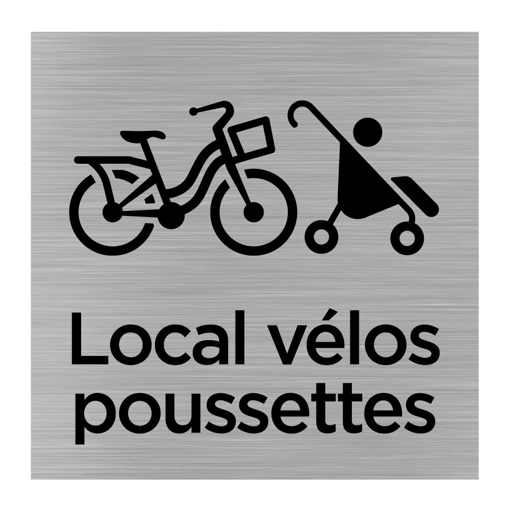 Plaque de porte Local vélos et poussettes - Sticker ou plaque alu