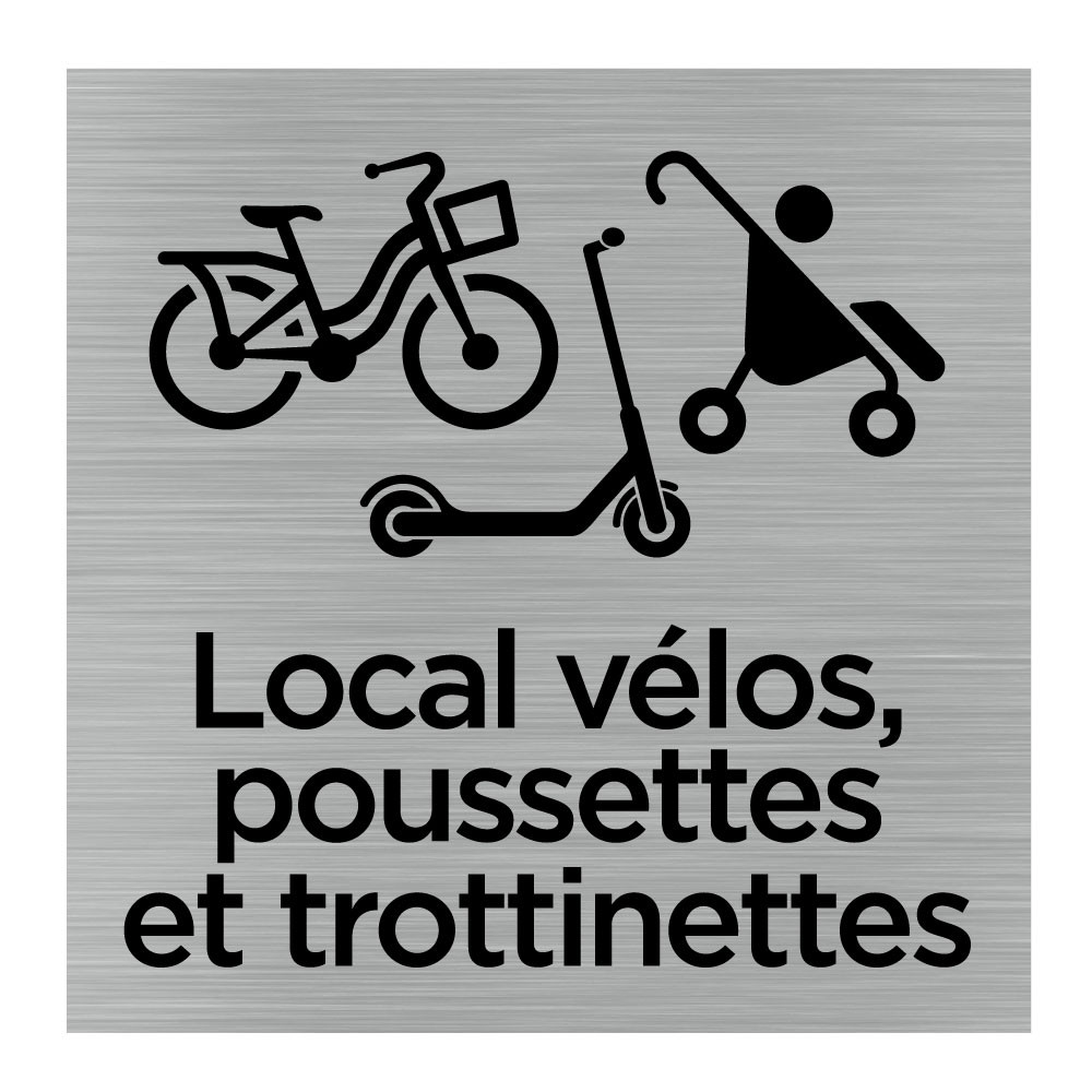 Plaque de porte carrée local vélos, poussettes et trottinettes