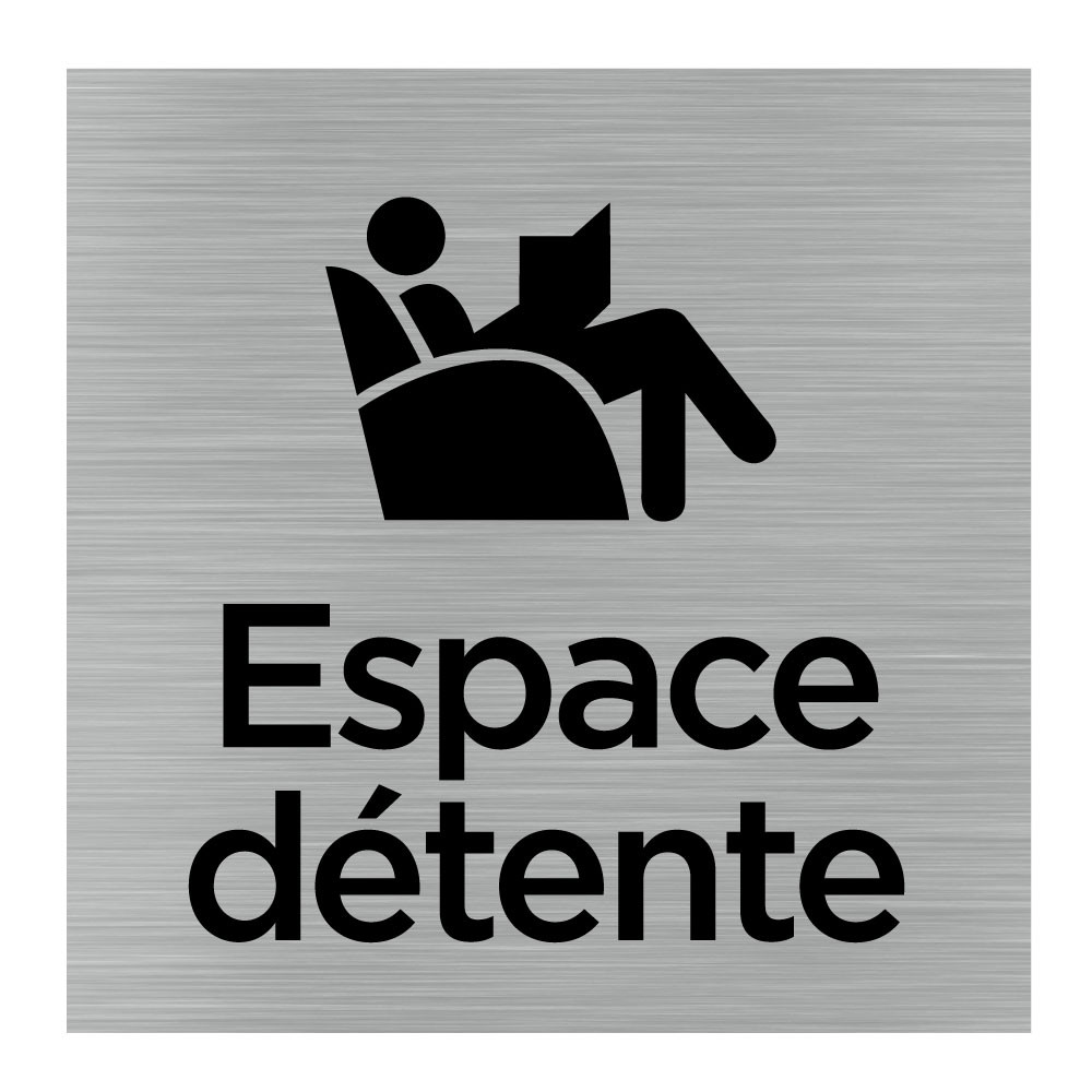 Plaque de porte Espace détente - Sticker ou plaque alu brossé adhésive