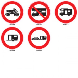 Panneau d'INTERDICTION Routiere - caravaning