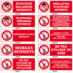 Panneaux d'INTERDICTION de telephoner