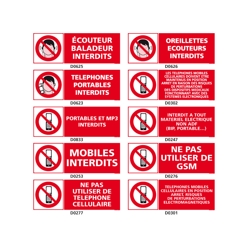 Pictogramme interdit téléphone portable
