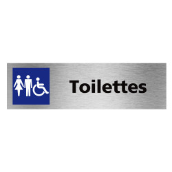 Plaque de porte rectangulaire toilettes homme femme PMR