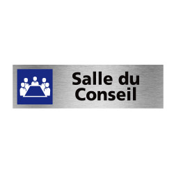 Pictogramme SALLE DU CONSEIL (Q0446). Signalisation Porte - 170 X 50 mm - Autocollant  souple ou plaque alu brossé 2mm.