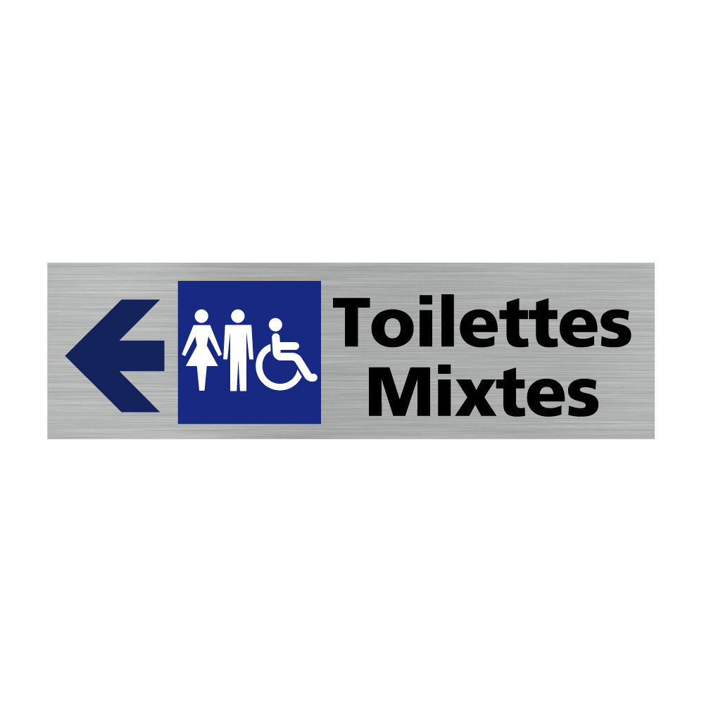 Plaque de porte rectangulaire toilettes mixtes flèche vers la gauche Plaque de porte rectangulaire toilettes mixtes flèche vers la gauche