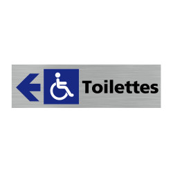 Plaque de porte rectangulaire toilettes handicapés flèche vers la gauche