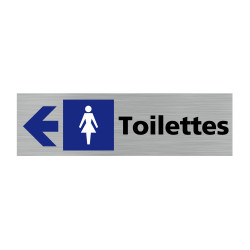 Plaque de porte rectangulaire toilettes femmes flèche vers la gauche