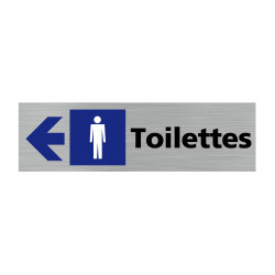 Plaque de porte rectangulaire toilettes hommes flèche vers la gauche