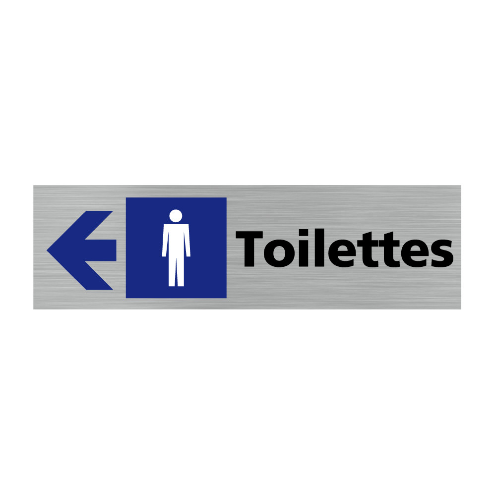Plaque de porte rectangulaire toilettes hommes flèche vers la gauche