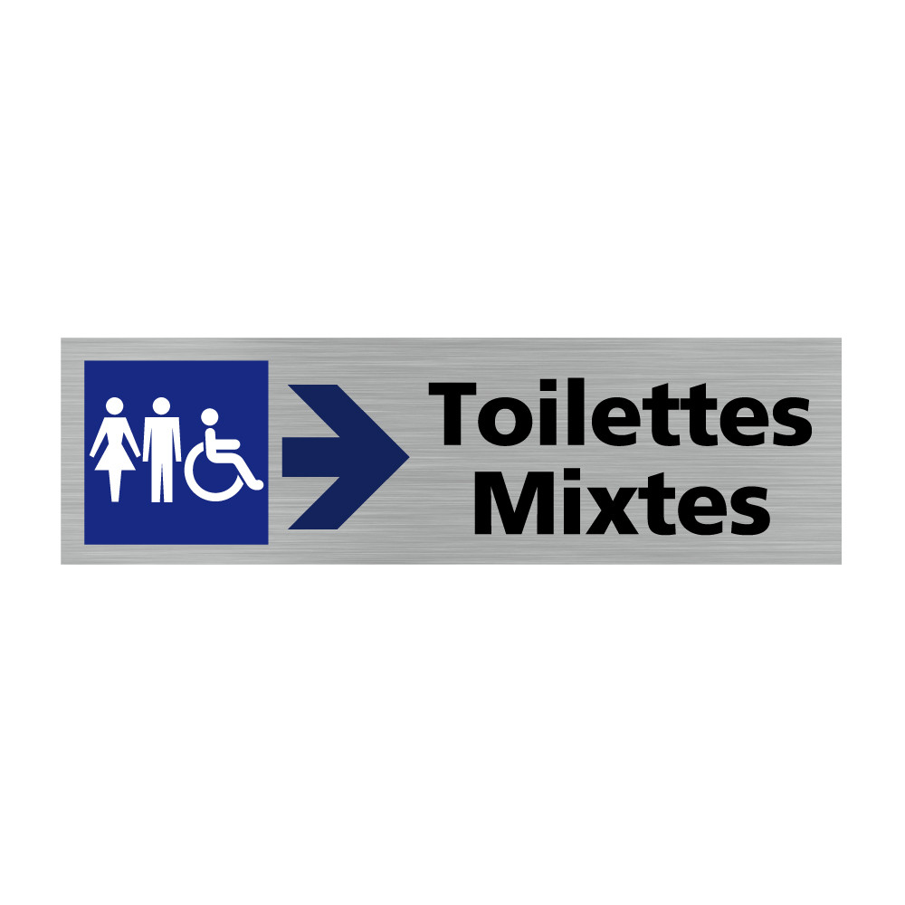 Plaque de porte rectangulaire toilettes mixtes flèche vers la droite Plaque de porte rectangulaire toilettes mixtes flèche vers la droite