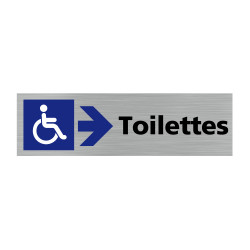 Plaque de porte rectangulaire toilettes handicapés flèche vers la droite