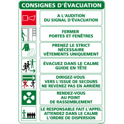 Panneau securite CONSIGNES D'EVACUATION (A0318)