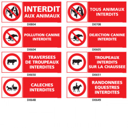 Panneau d'INTERDICTION Animaux