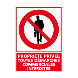 Panneau PROPRIETE PRIVEE DEMARCHES COMMERCIALES INTERDITES (D0806)