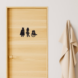 Pictogramme Plexi noir toilettes super-heros