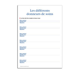 Registre des accidents de travail, donneurs de soins