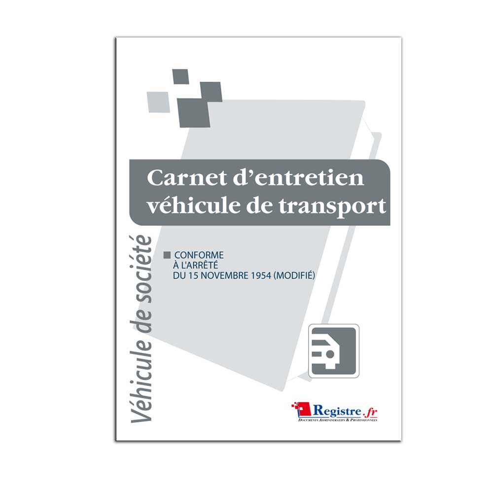 Carnet d'entretien de véhicule de transport terrestre