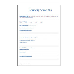 Registre d'entretien Groupe Électrogène, renseignements