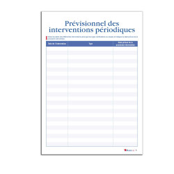Registre d'entretien Groupe Électrogène, prévisionnel des interventions périodiques