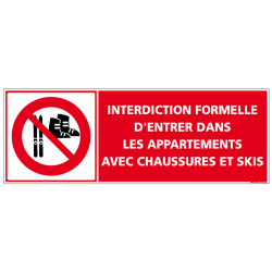 Autocollant Sticker signalisation Panneau Interdit Interdiction Ski Skier 