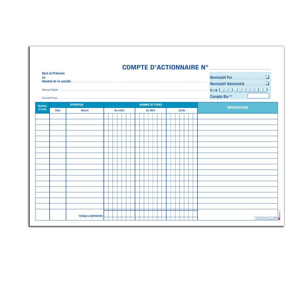 fiche de comptes actionnaires