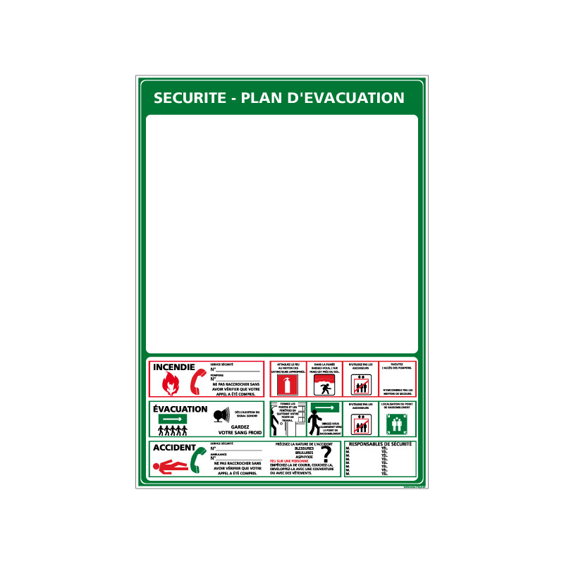 PANNEAU CONSIGNE DE SECURITE - PLAN D'EVACUATION (A0403)