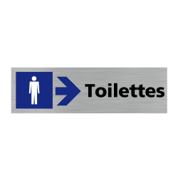 Plaque de porte rectangulaire toilettes homme flèche vers la droite