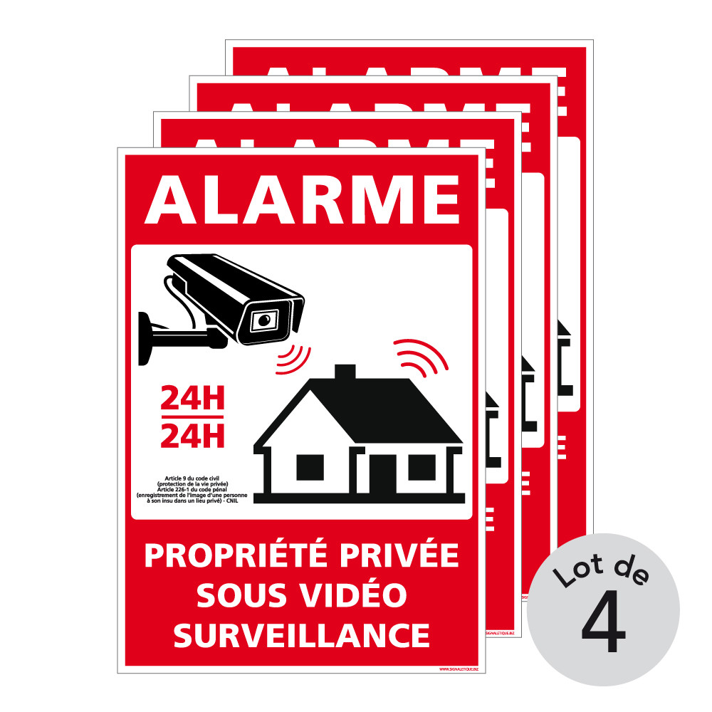 Panneau Signalétique 'PROPRIÉTÉ PRIVÉE - VIDÉO SURVEILLANCE 24h/24' En Aluminium Réfléchissant, 20x15cm | Décourageant, Résistant Aux Intempéries - 4