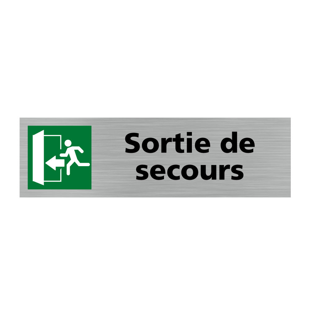 Plaque de porte rectangulaire sortie de secours gauche Plaque de porte rectangulaire sortie de secours gauche