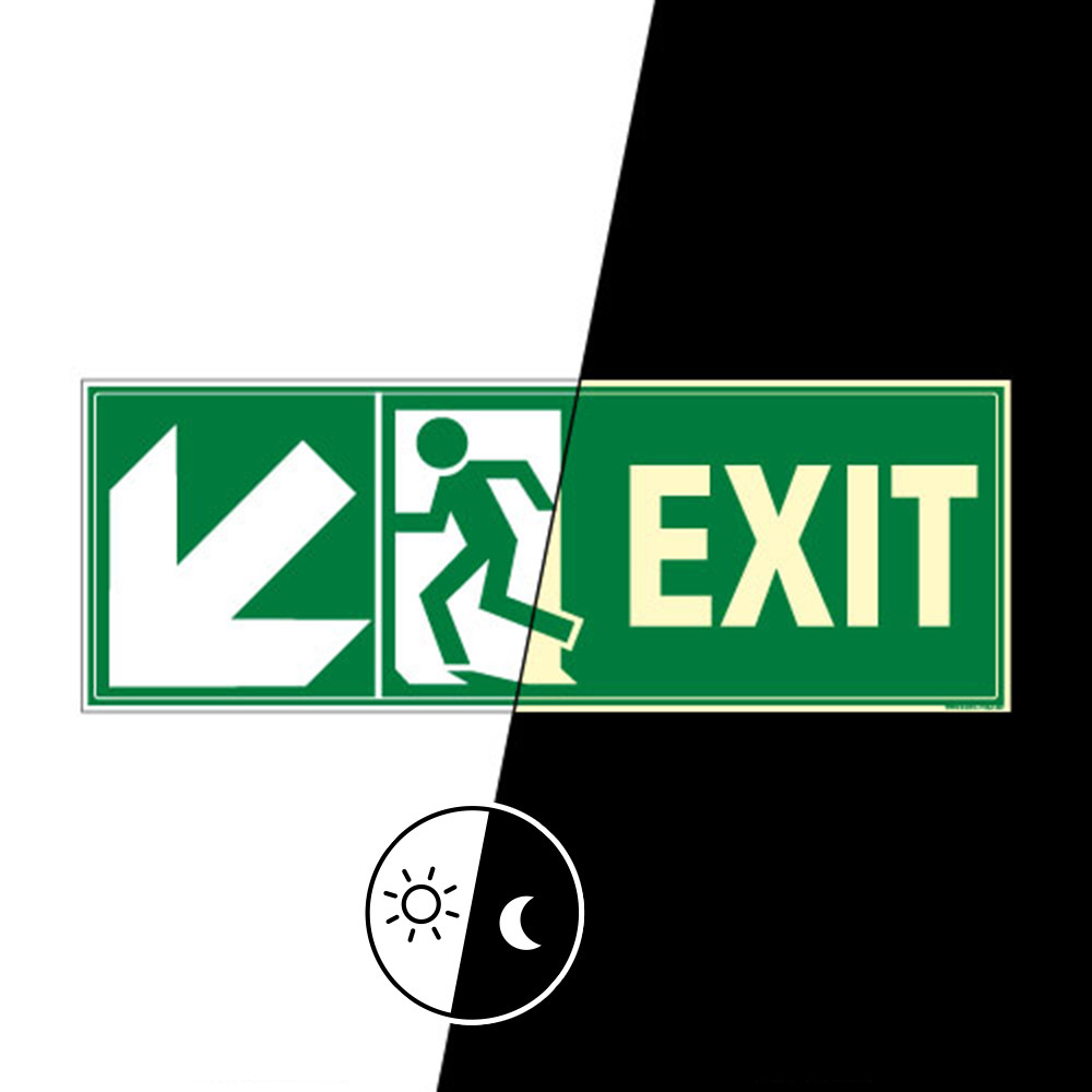 Panneau Exit flèche vers la gauche photoluminescent