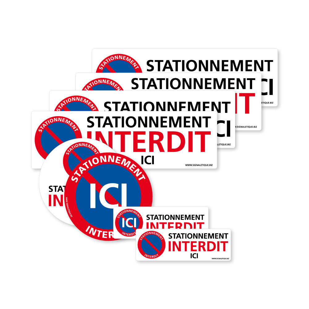 Panachage de 8 autocollants Stationnement Interdit Panachage de 8 autocollants Stationnement Interdit