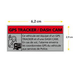 Étiquettes de sécurité en alu brossé pour vitre de voiture GPS TRACKER dimensions
