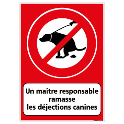 PANNEAU UN MAŒTRE RESPONSABLE RAMASSE LES DEJECTIONS CANINES (D1131)