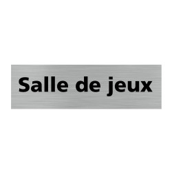 Pictogramme SALLE DE JEUX (Q0248). Signalisation Porte - 170 X 50 mm - Autocollant  souple ou plaque alu brossé 2mm.