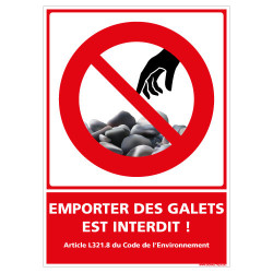 PANNEAU INTERDICTION D'EMPORTER DES GALETS (D1171)